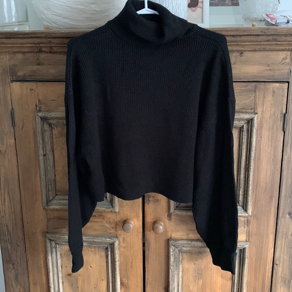 Cropped knit turtleneck